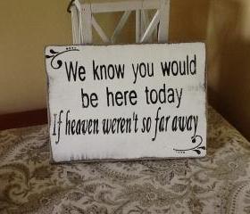 We Know You Would be Here Today if Heaven Weren't So Far Away/ Wedding Signs/photo prop/ custom wedding signs